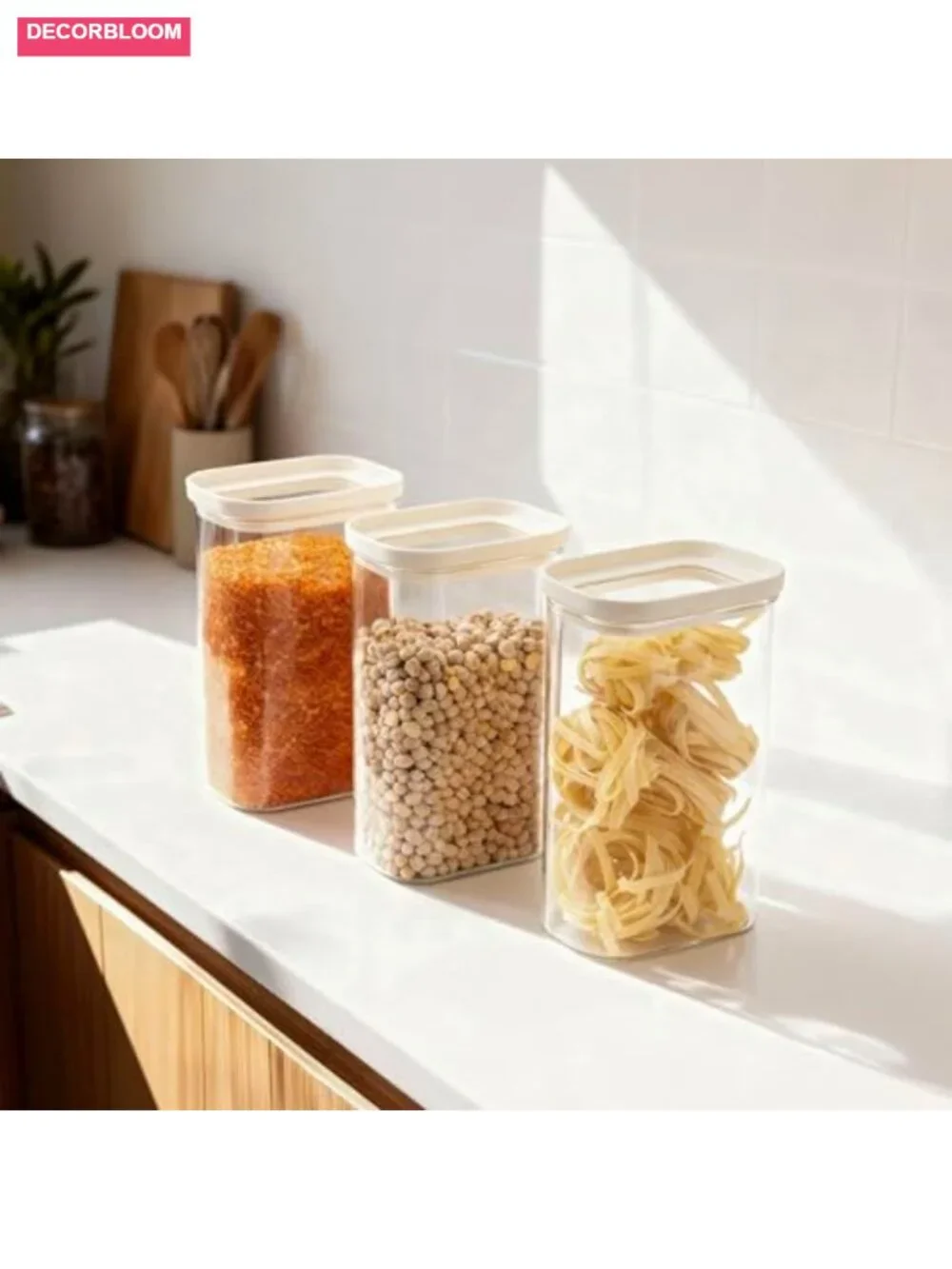 3 Pack Glass Food Storage Jars with Airtight Glass Lids, 40oz